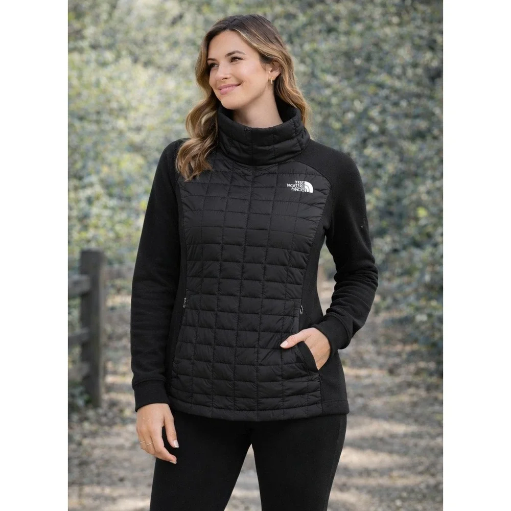 THE NORTH FACE ThermoBall‎ Pullover Jacket Womens Small Black Quilted Hybrid